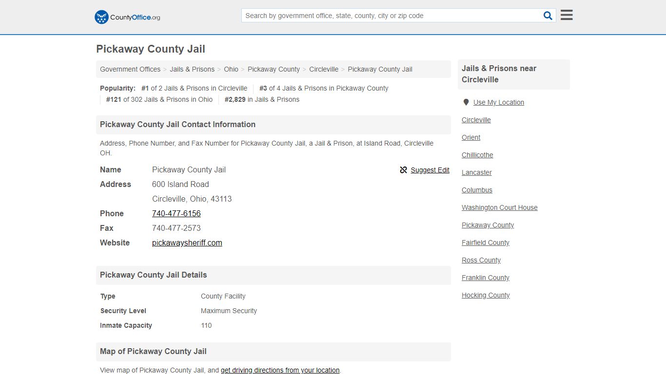 Pickaway County Jail - Circleville, OH (Address, Phone ...